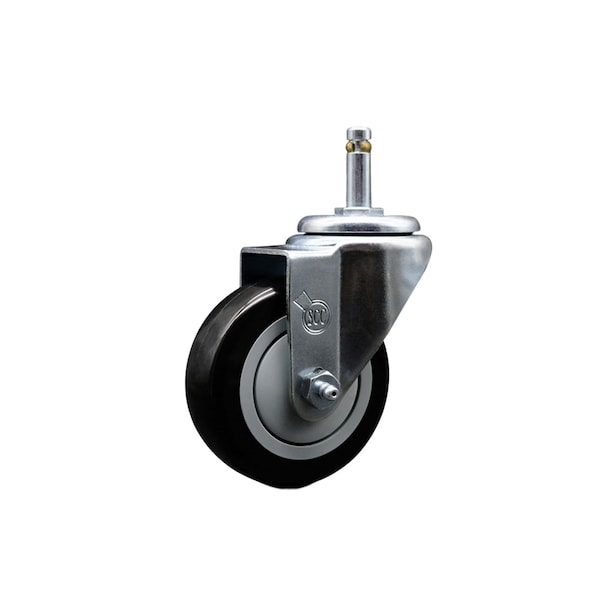 3.5'' Black Polyurethane Wheel Swivel 7/16'' Grip Ring Stem Caster